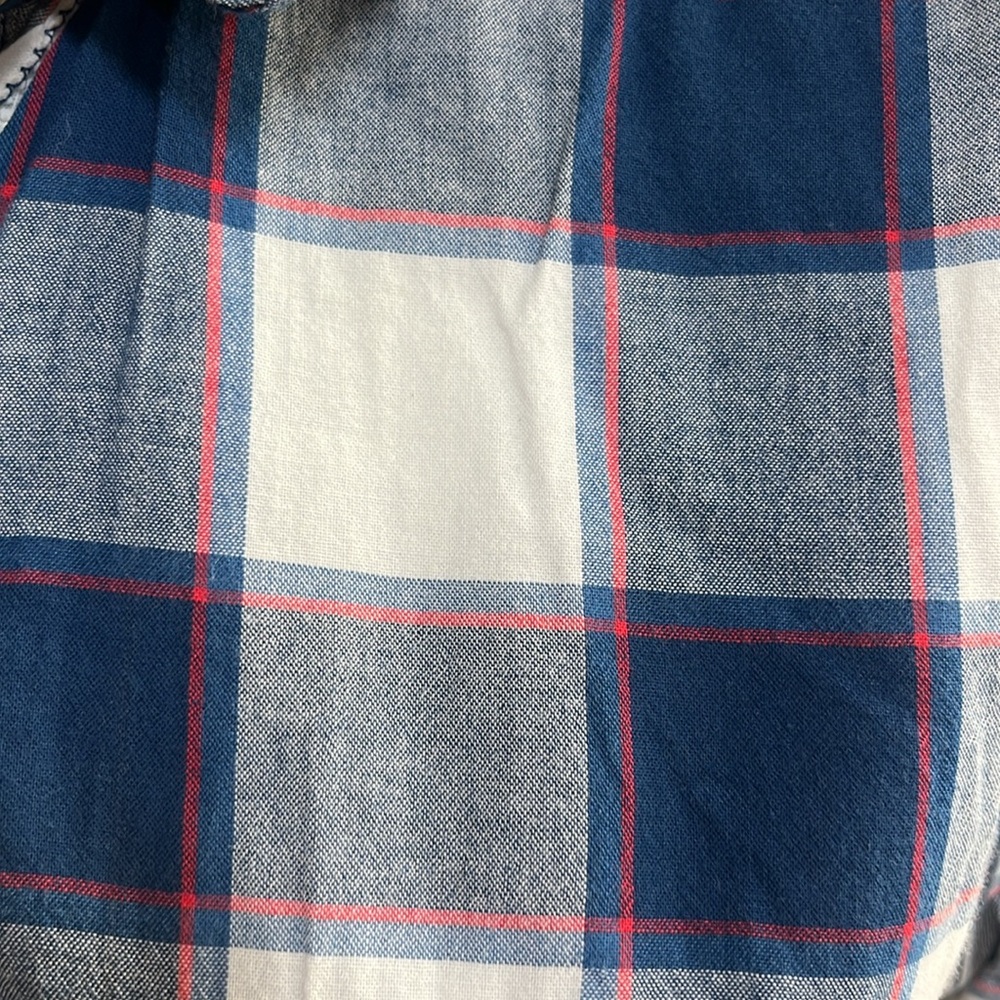 Abercrombie & Fitch, women’s large, button down plaid shirt, red/white/blue - Picture 3 of 7